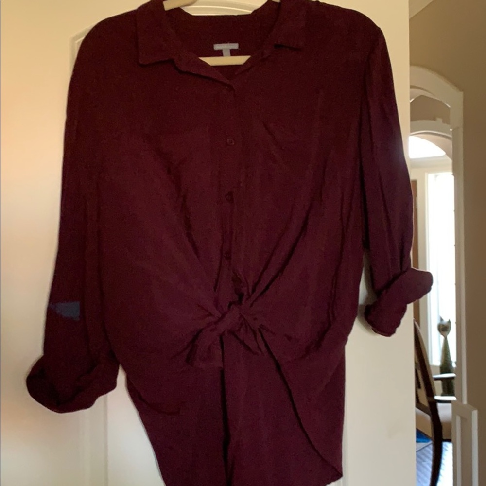 Burgundy button down shirt